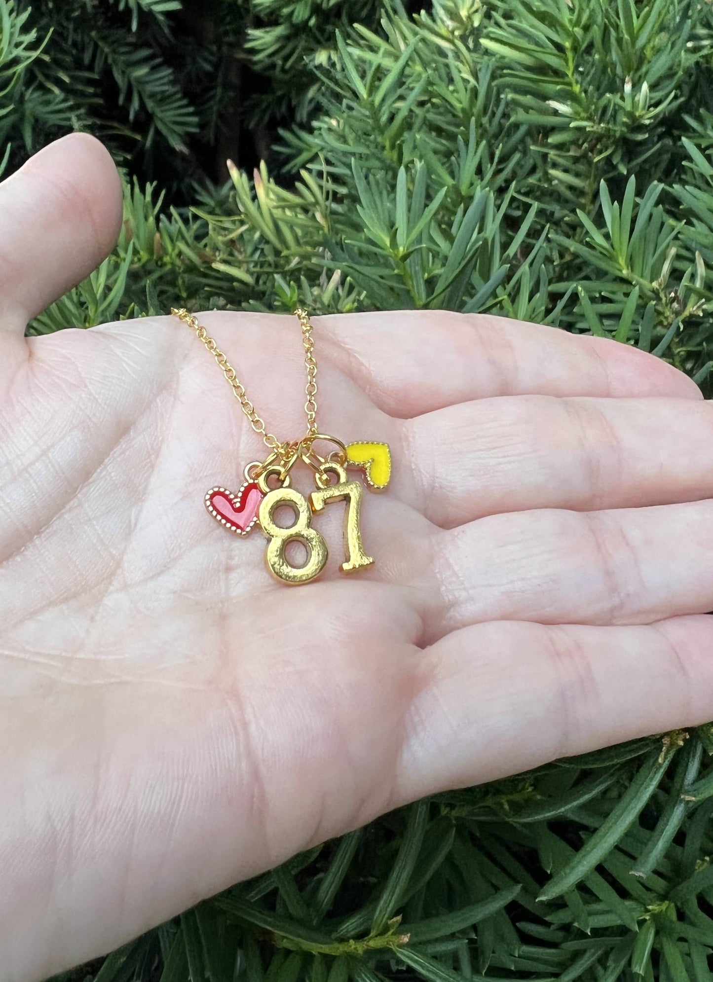 Gold 87 Kelce Kansas City Charm Necklace Chiefs KC