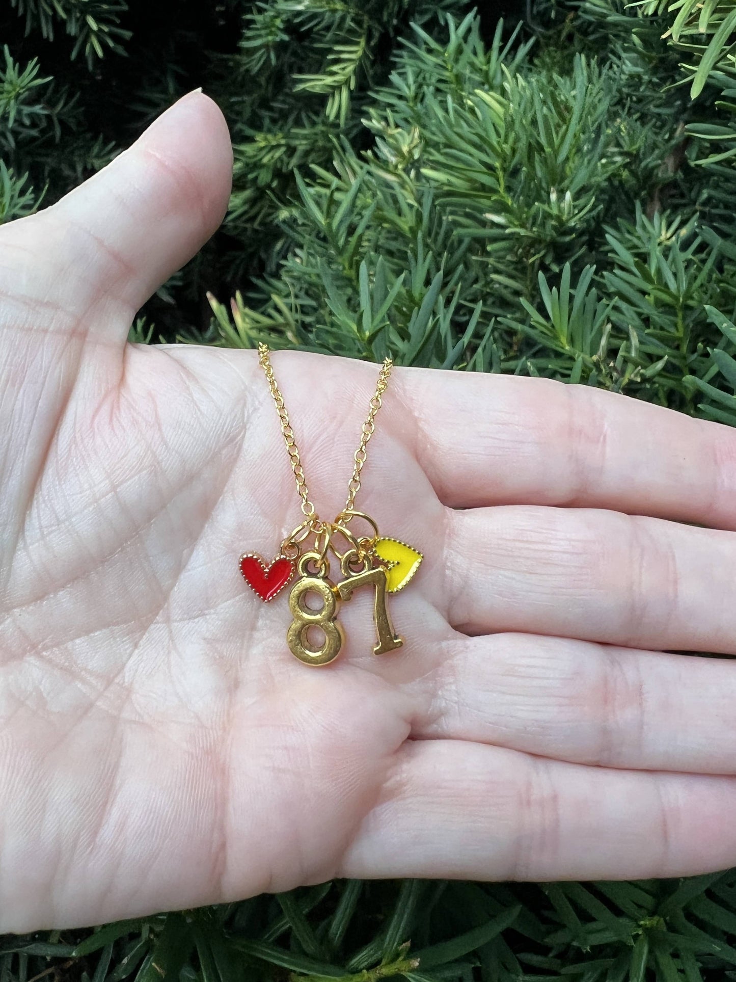 Gold 87 Kelce Kansas City Charm Necklace Chiefs KC