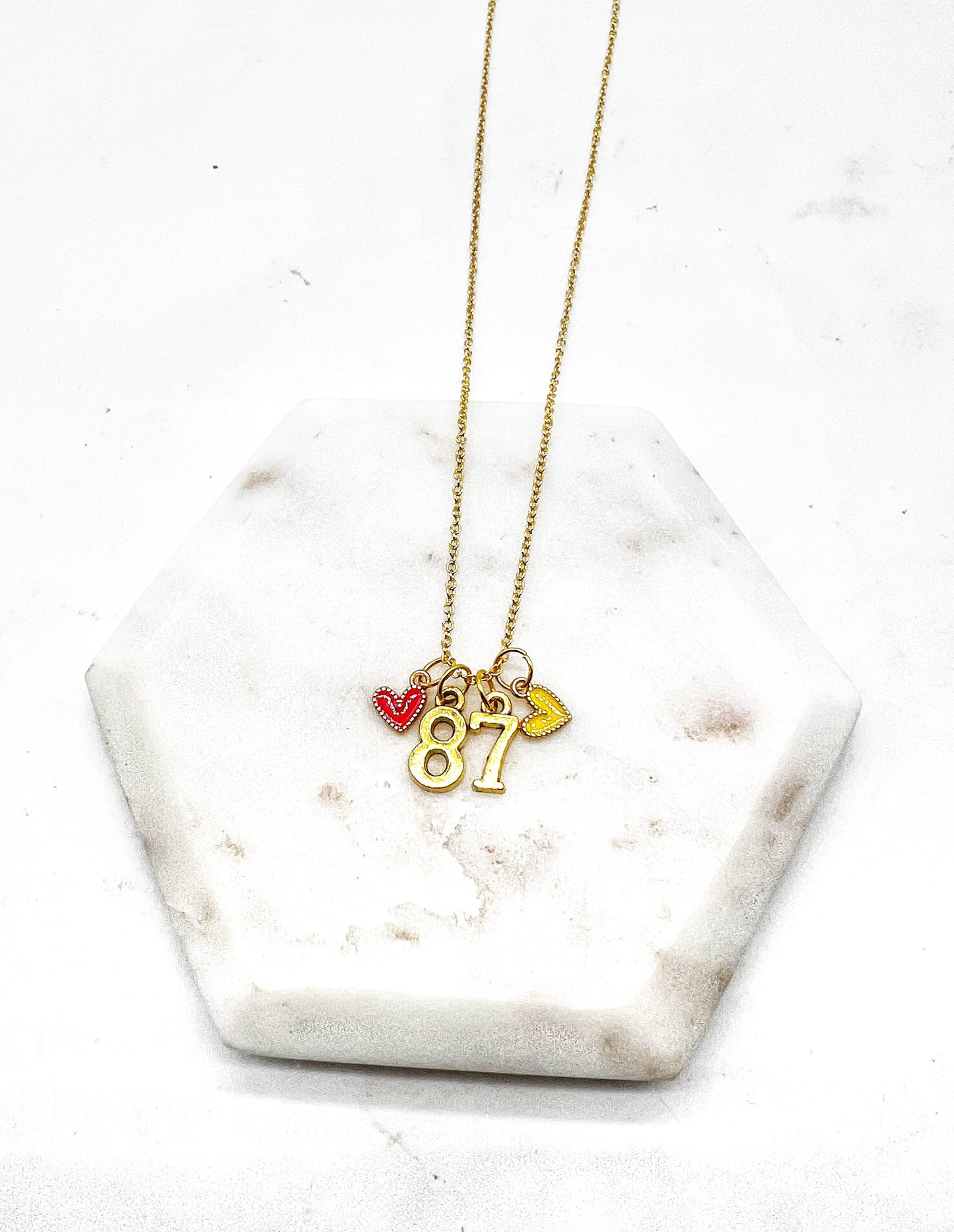 Gold 87 Kelce Kansas City Charm Necklace Chiefs KC