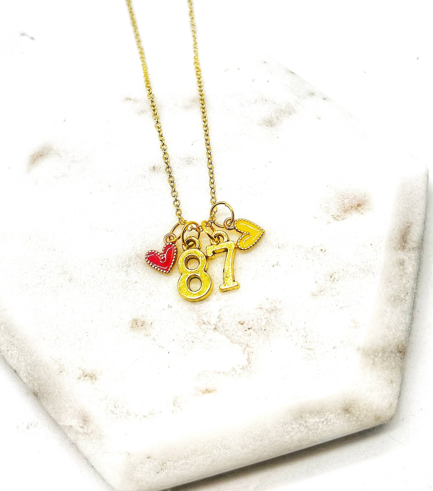 Gold 87 Kelce Kansas City Charm Necklace Chiefs KC
