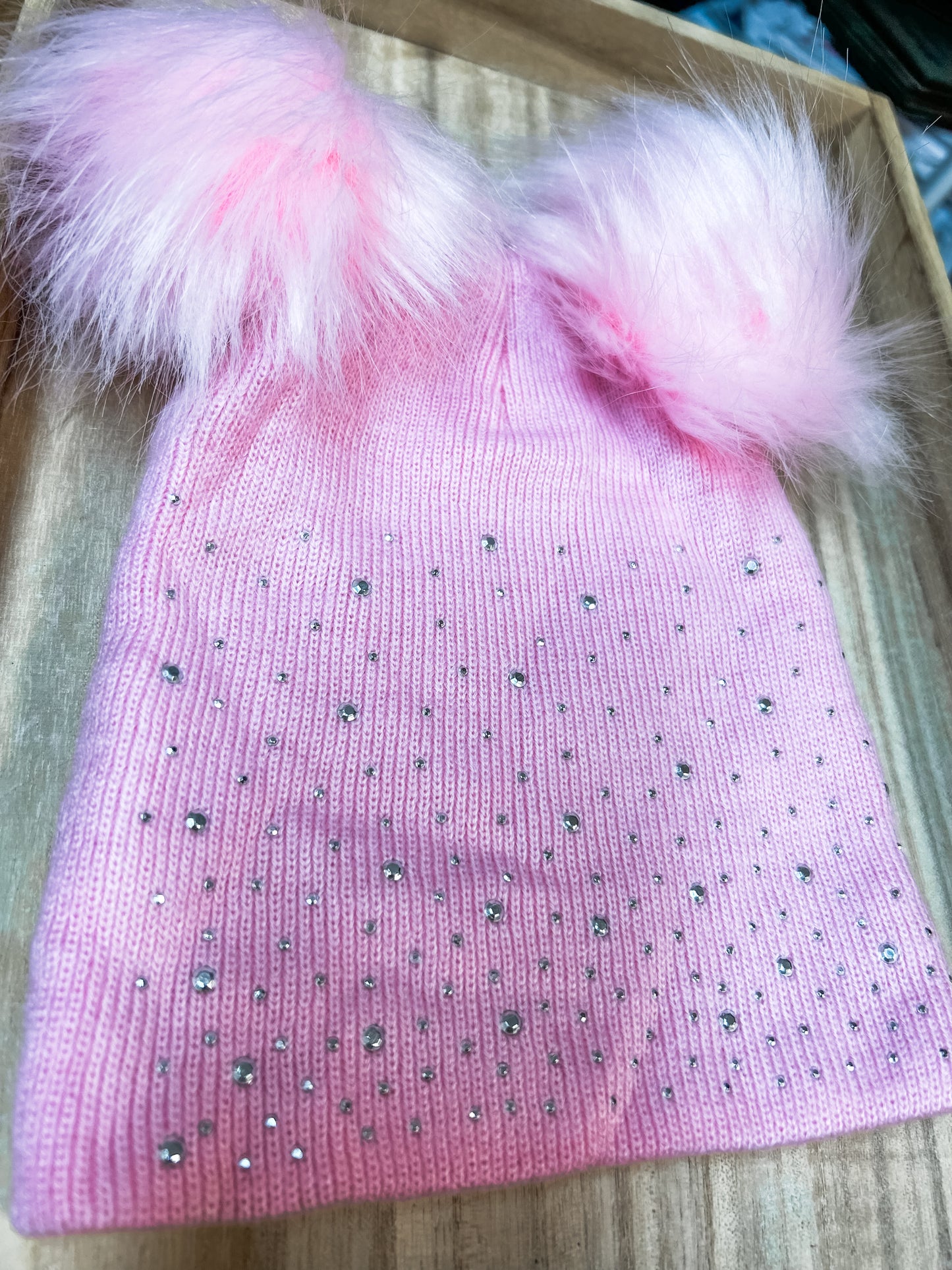 Sparkle Knitted Winter Hat Pink
