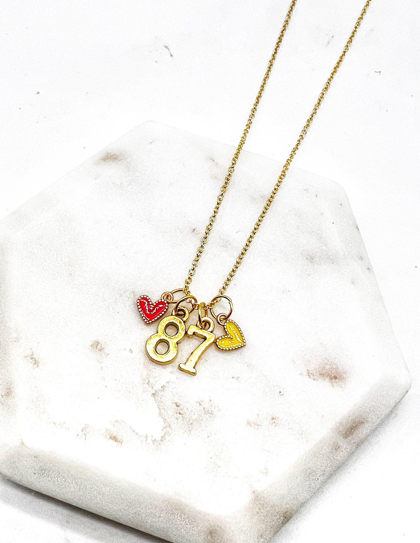 Gold 87 Kelce Kansas City Charm Necklace Chiefs KC