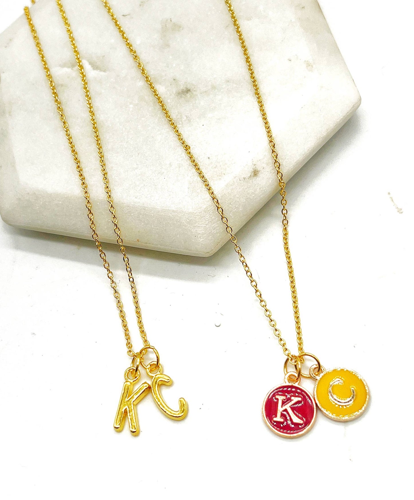 Red Yellow KC Enamel Charm Chiefs Kansas City Necklace