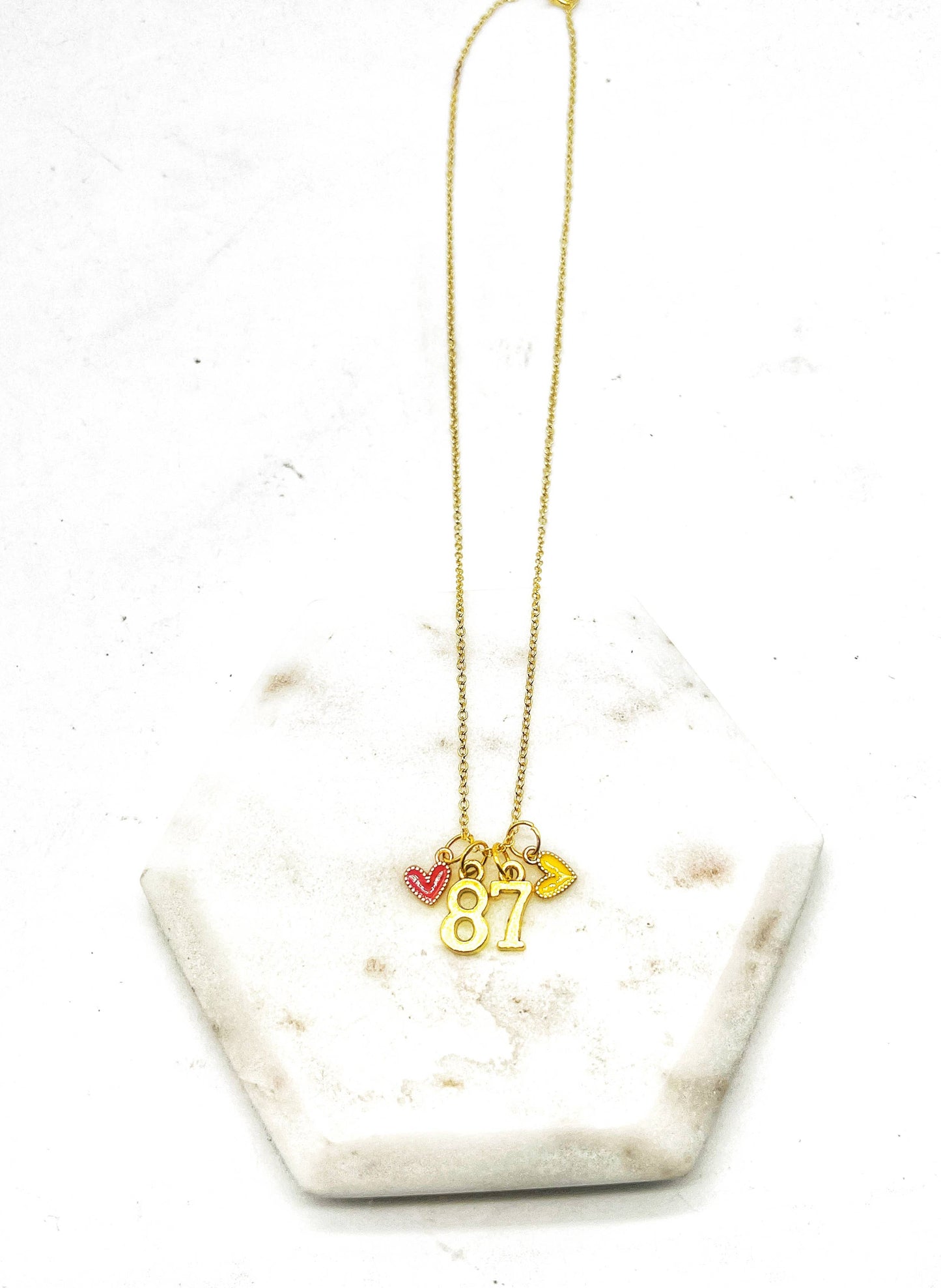 Gold 87 Kelce Kansas City Charm Necklace Chiefs KC