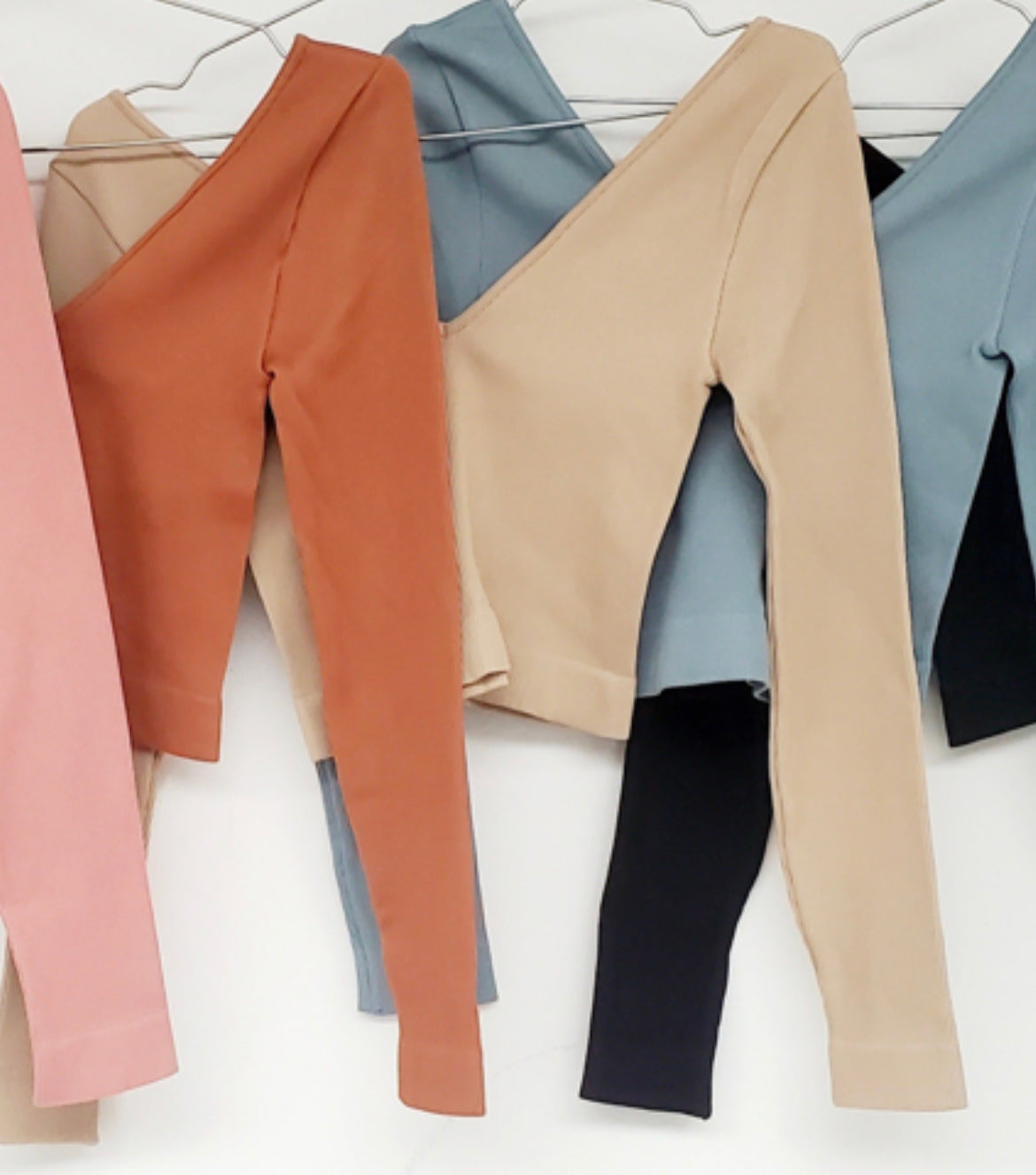 Wide V-neck Crop Long Sleeve Top - Sawyer + Co.