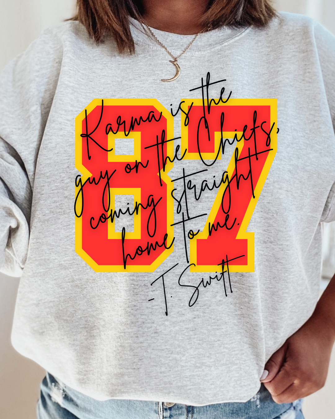 87 Karma Is The Guy On The Chiefs NFL X Taylor Crewneck Pull: Large / Sandstone