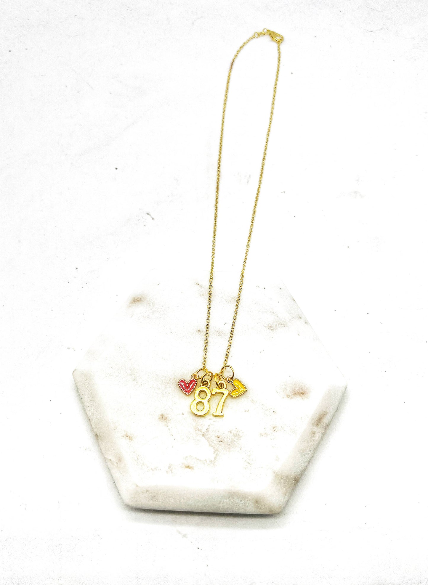 Gold 87 Kelce Kansas City Charm Necklace Chiefs KC