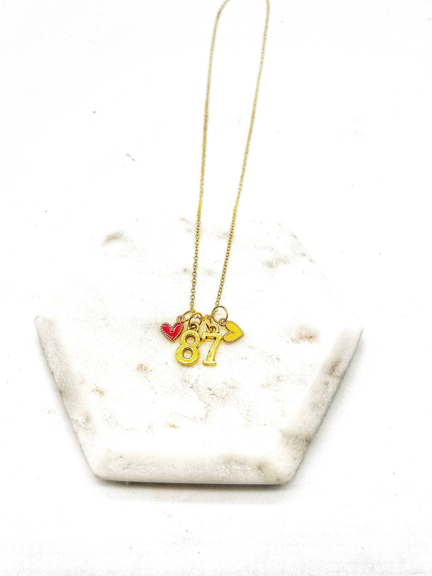 Gold 87 Kelce Kansas City Charm Necklace Chiefs KC