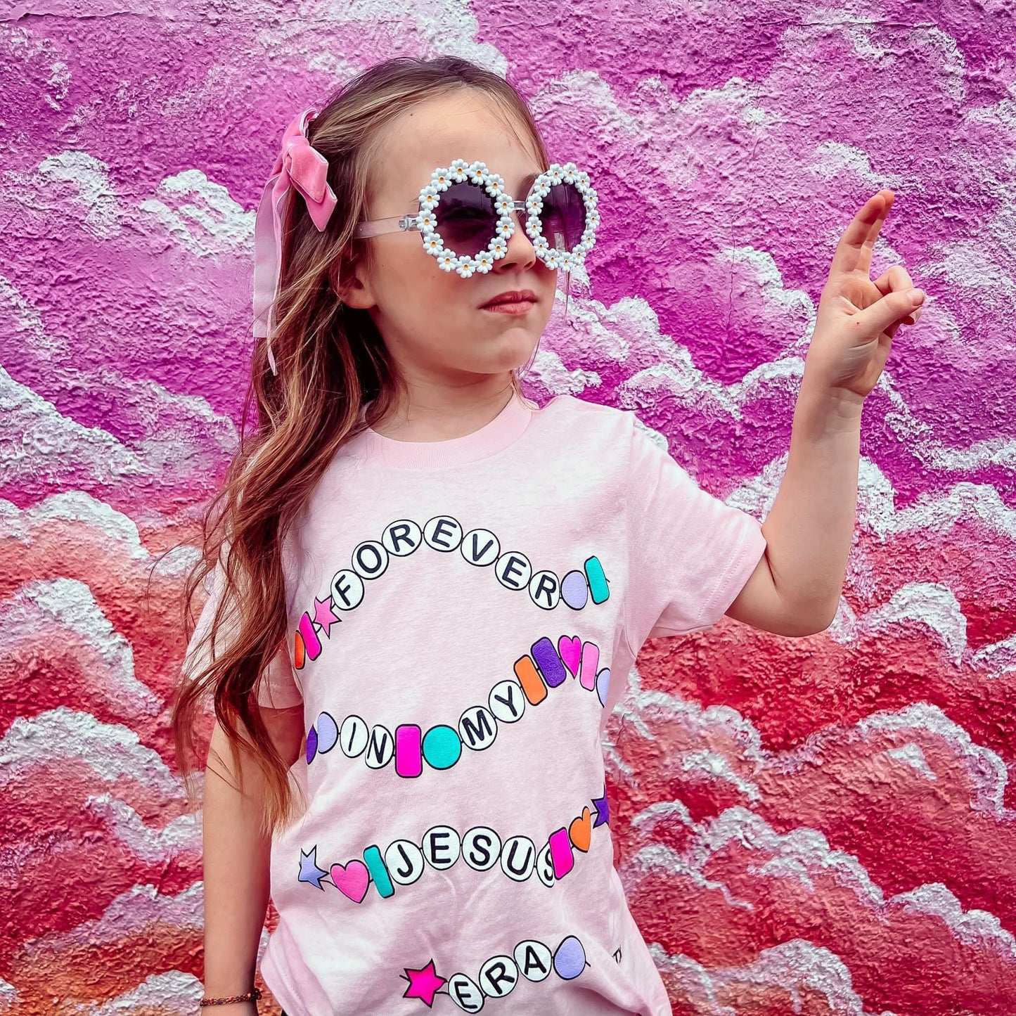 Forever In My Jesus Era Kids Pink Tee