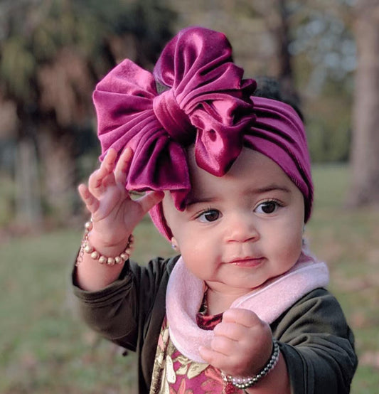 Wine Red Velvet Bow Headband